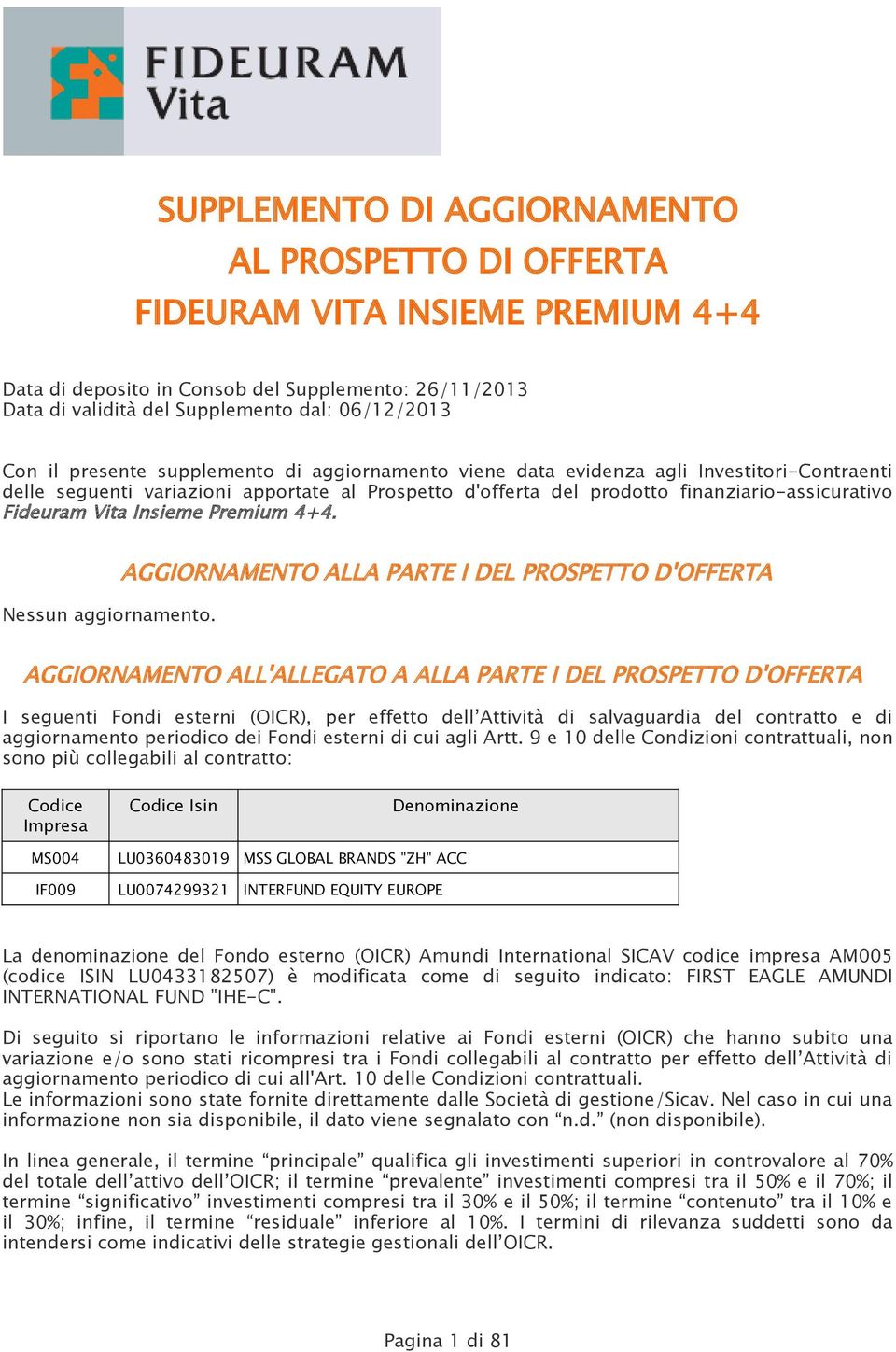 Insieme Premium 4+4. Nessun aggiornamento.