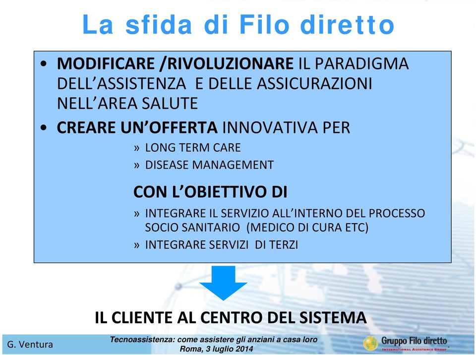 DISEASE MANAGEMENT CON L OBIETTIVO DI» INTEGRARE IL SERVIZIO ALL INTERNO DEL PROCESSO