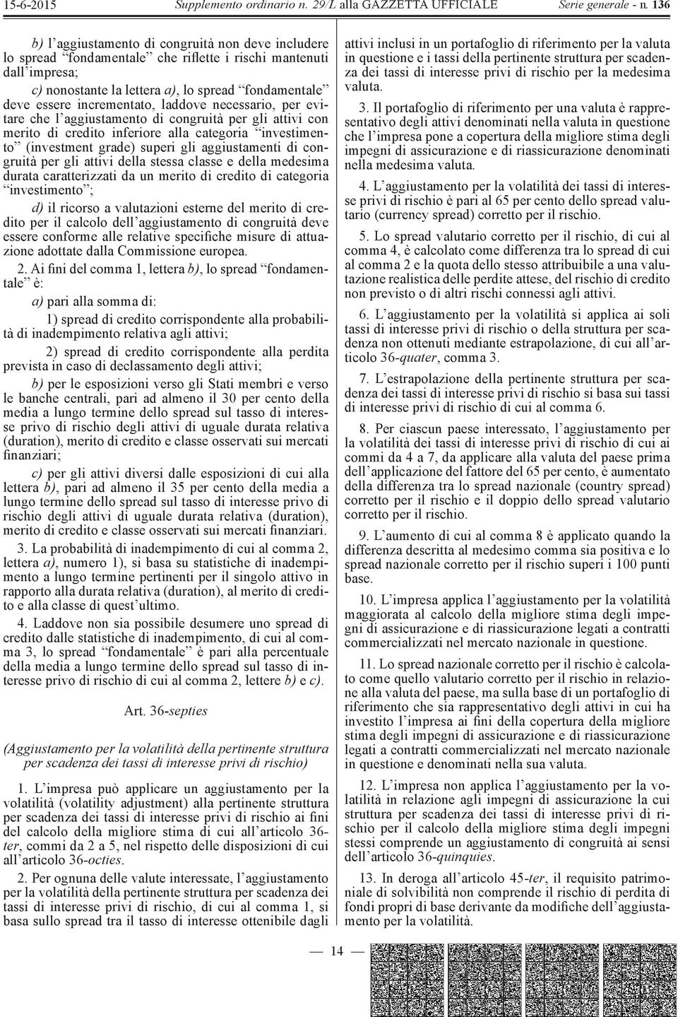 per gli attivi della stessa classe e della medesima durata caratterizzati da un merito di credito di categoria investimento ; d) il ricorso a valutazioni esterne del merito di credito per il calcolo