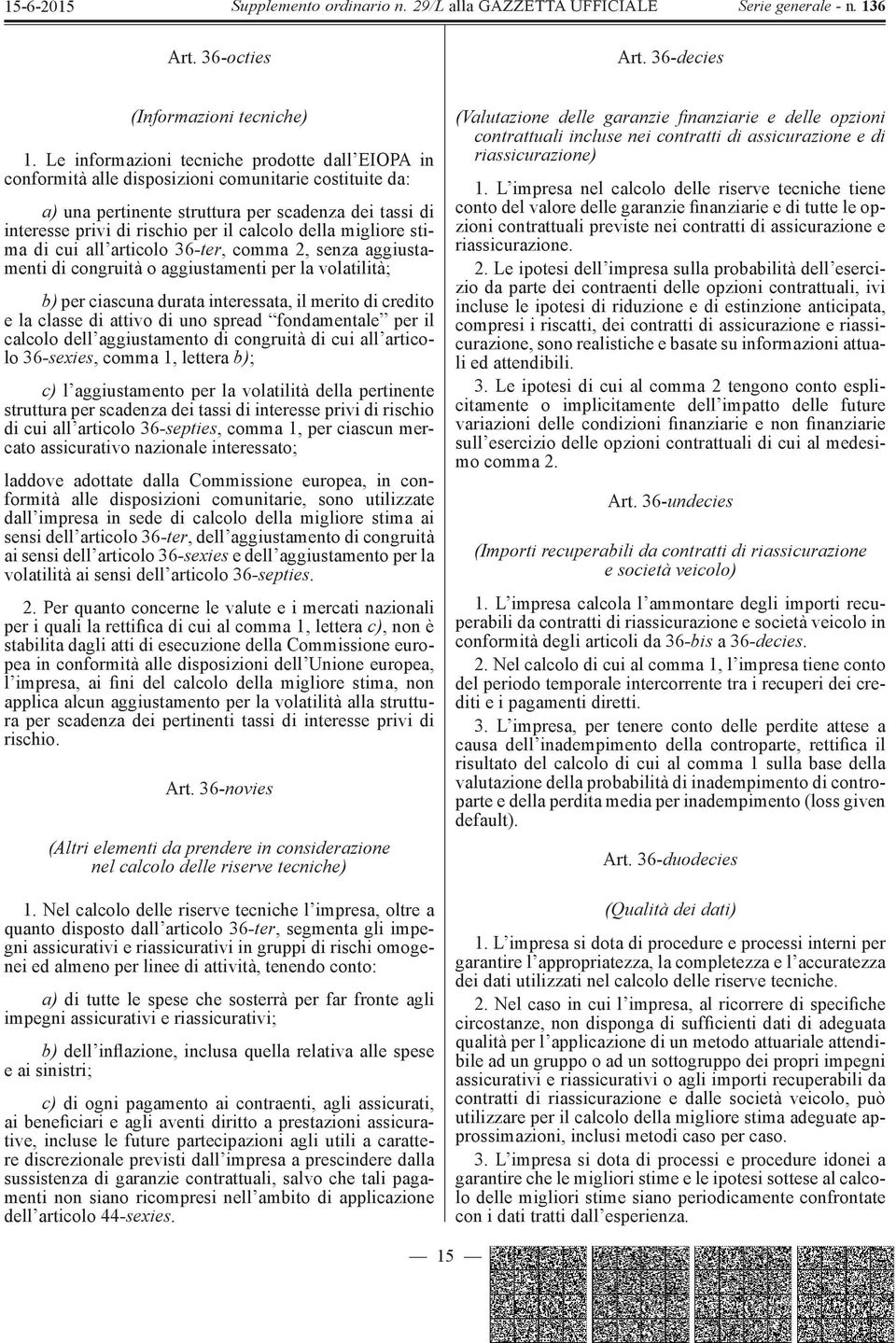 della migliore stima di cui all articolo 36 -ter, comma 2, senza aggiustamenti di congruità o aggiustamenti per la volatilità; b) per ciascuna durata interessata, il merito di credito e la classe di