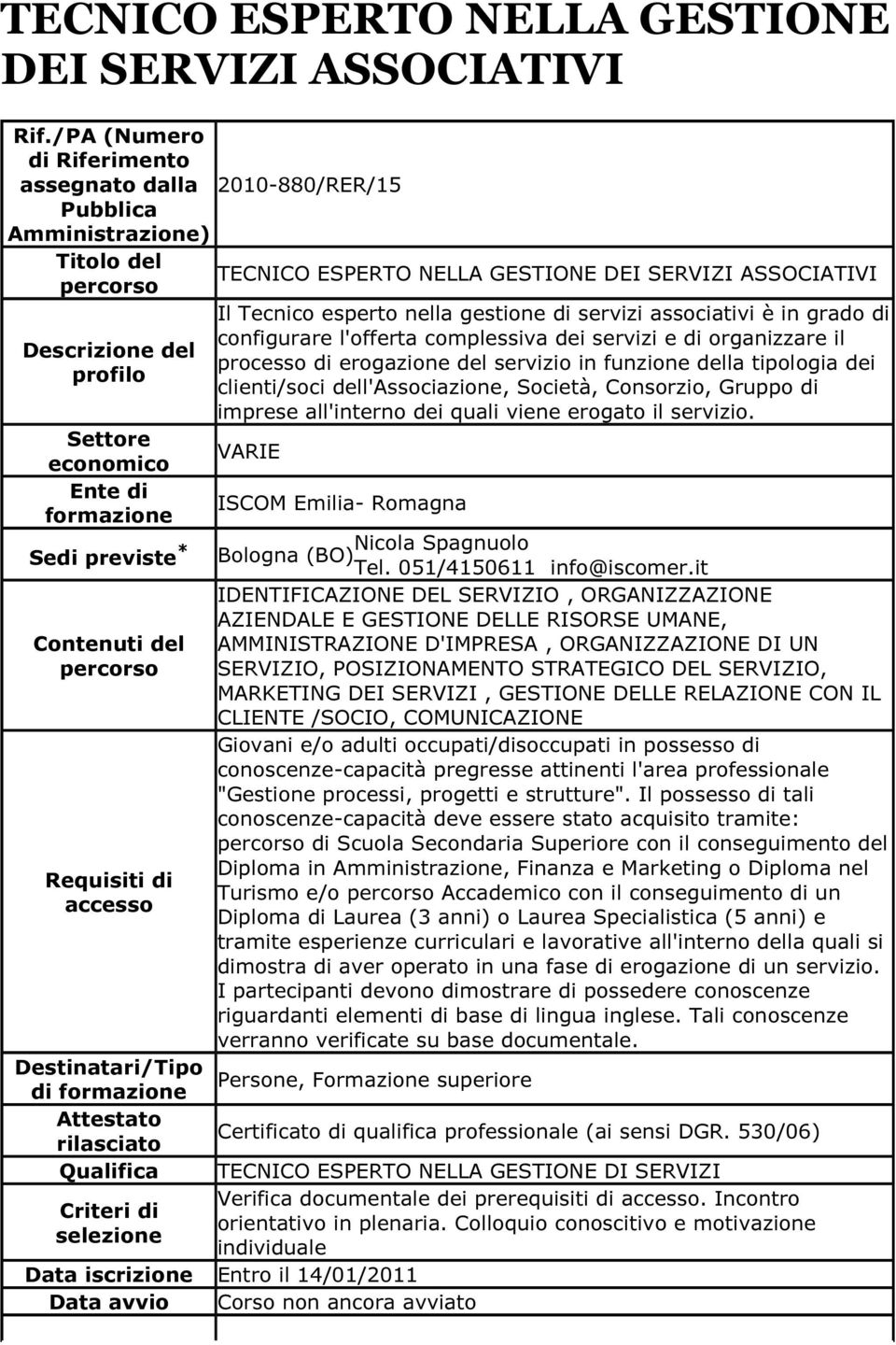 è in grado di configurare l'offerta complessiva dei servizi e di organizzare il processo di erogazione del servizio in funzione della tipologia dei clienti/soci dell'associazione, Società, Consorzio,