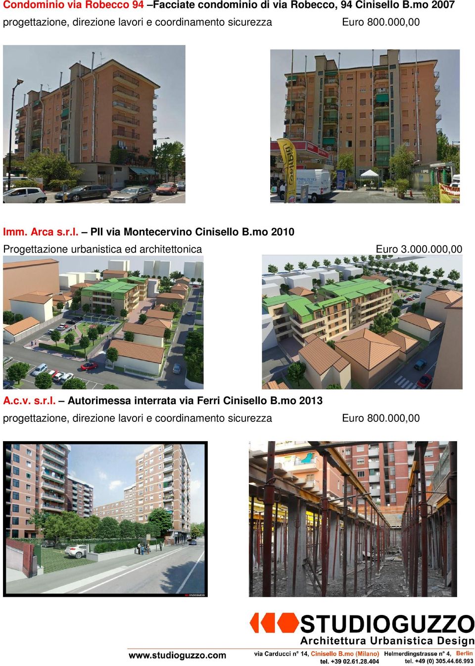 mo 2010 Progettazione urbanistica ed architettonica Euro 3.000.000,00 A.c.v. s.r.l.