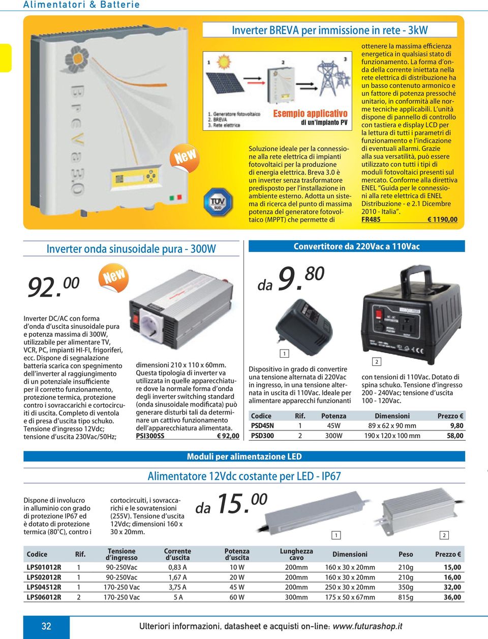 Adotta un sistema di ricerca del punto di massima potenza del generatore fotovoltaico (MPPT) che permette di ottenere la massima efficienza energetica in qualsiasi stato di funzionamento.