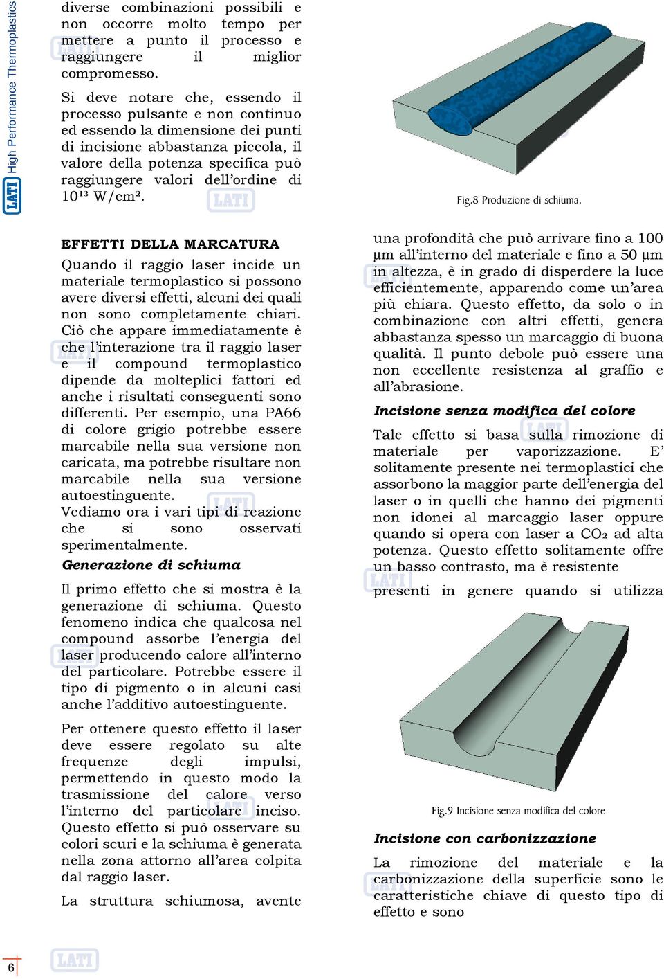 ordine di 10¹³ W/cm². Fig.8 Produzione di schiuma.