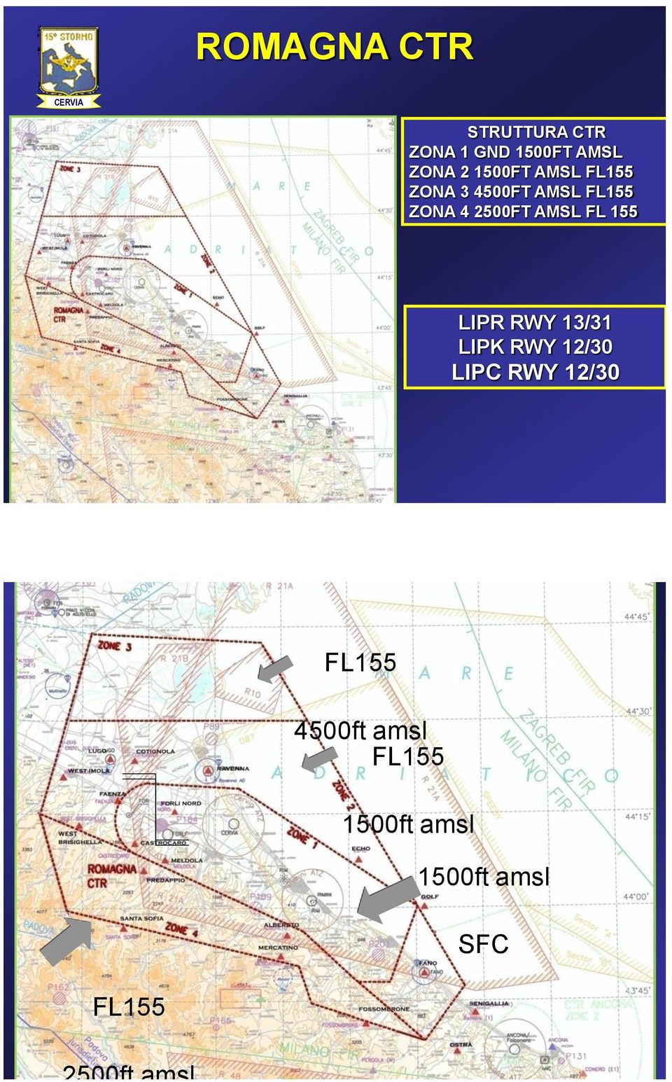 12/30 LIPC RWY 12/30 FL155 FL155 5000ft 4500ft FL155 amsl FL155 2000ft