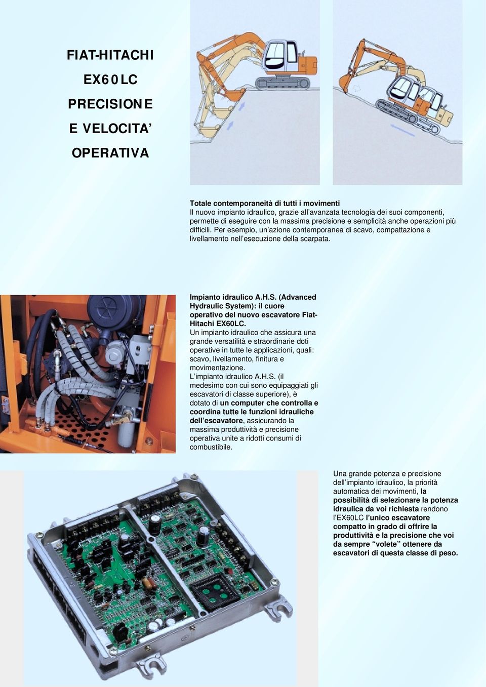 H.S. (Advanced Hydraulic System): il cuore operativo del nuovo escavatore Fiat- Hitachi EX60LC.