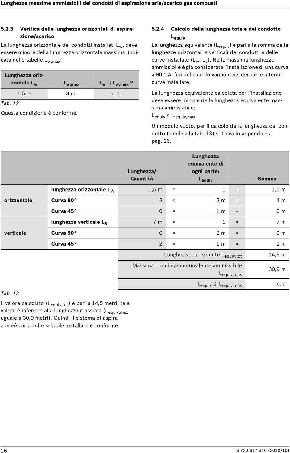 Lunghezza orizzontale L w L w? Tab. 12 