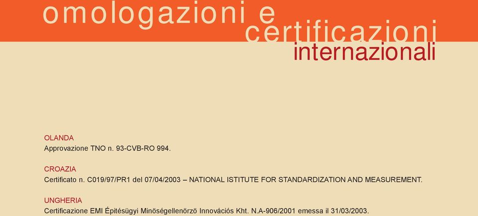 C019/97/PR1 del 07/04/2003 NATIONAL ISTITUTE FOR STANDARDIZATION AND