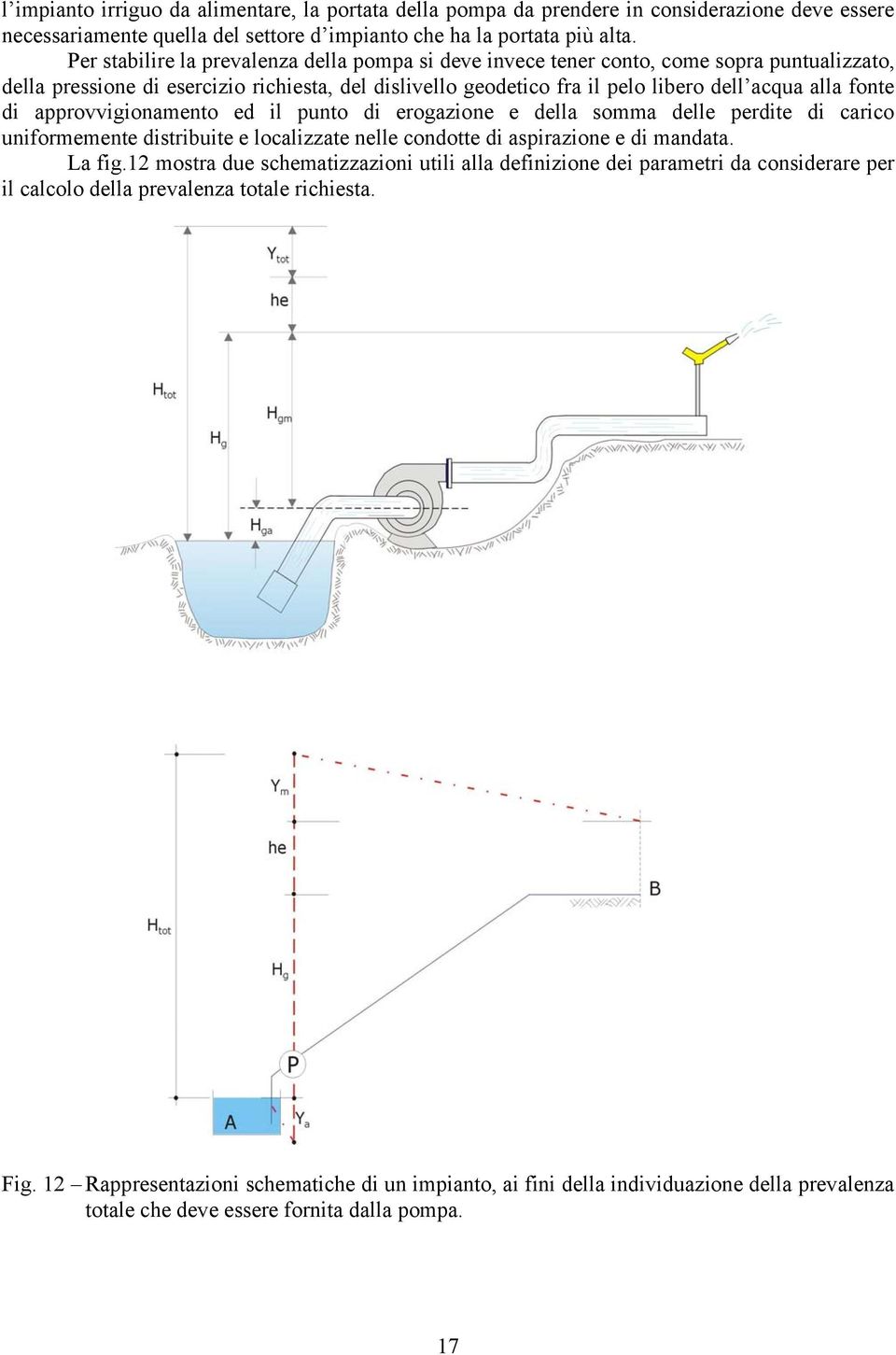 di approvvigionamento ed il punto di erogazione e della somma delle perdite di carico uniformemente distribuite e localizzate nelle condotte di aspirazione e di mandata. La fig.