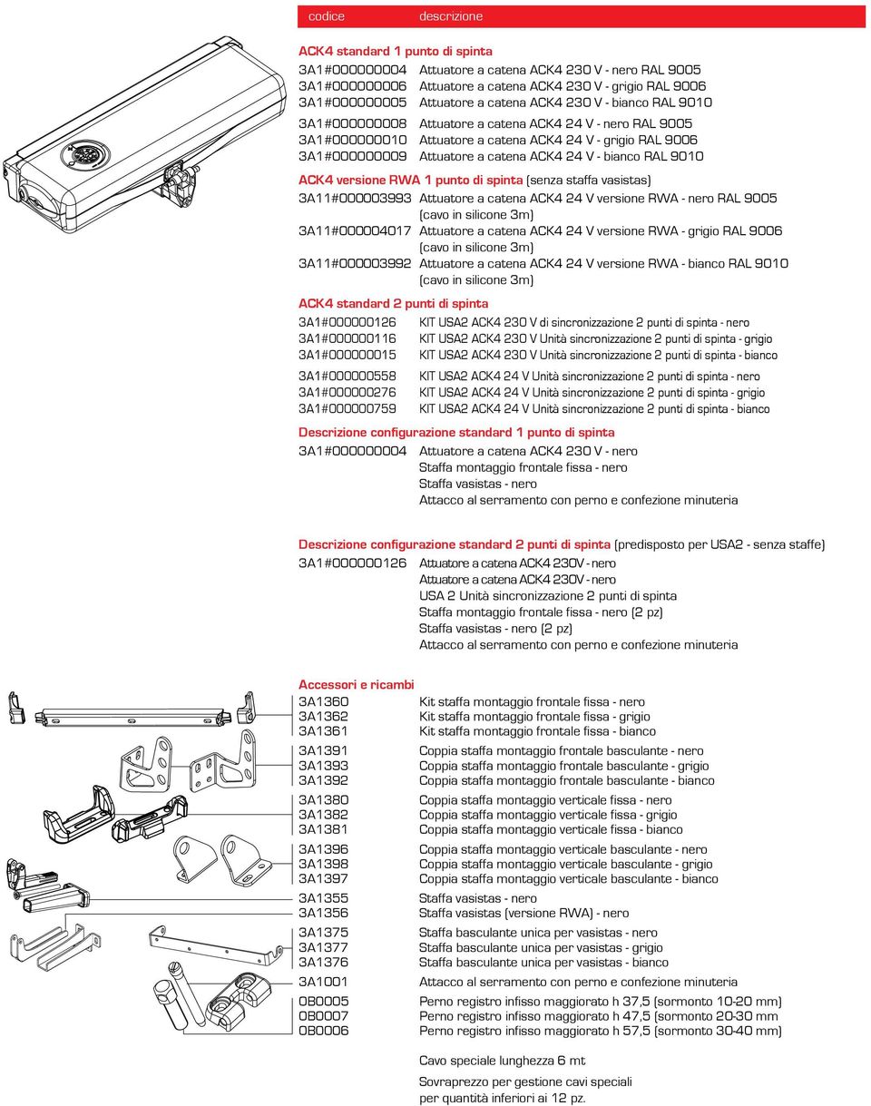 - bianco RAL 9010 ACK4 verone RWA 1 punto di spinta (senza staffa vastas) 3A11#000003993 Attuatore a catena ACK4 24 V verone RWA - nero RAL 9005 (cavo in licone 3m) 3A11#000004017 Attuatore a catena