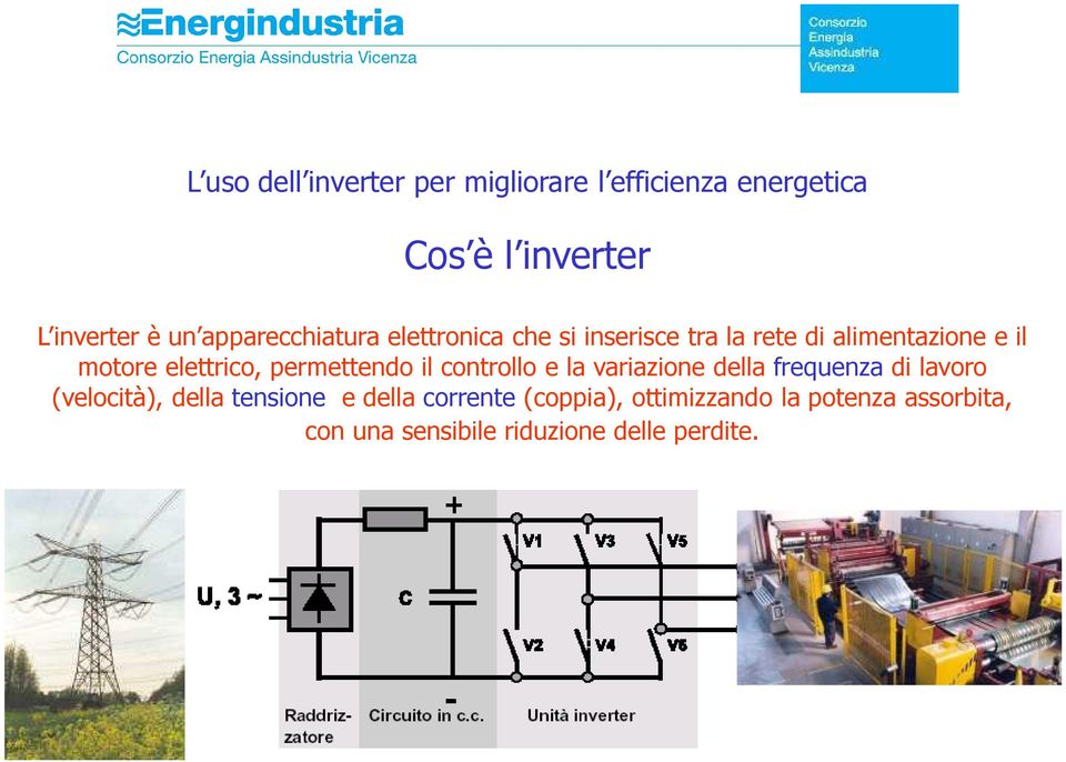 permettendo il controllo e la variazione della frequenza di lavoro (velocità), della tensione e