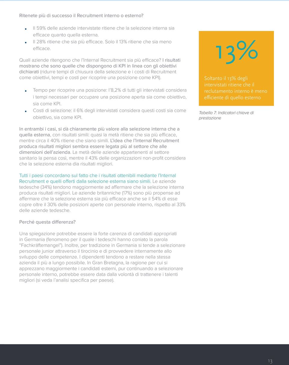 I risultati mostrano che sono quelle che dispongono di KPI in linea con gli obiettivi dichiarati (ridurre tempi di chiusura della selezione e i costi di Recruitment come obiettivi, tempi e costi per