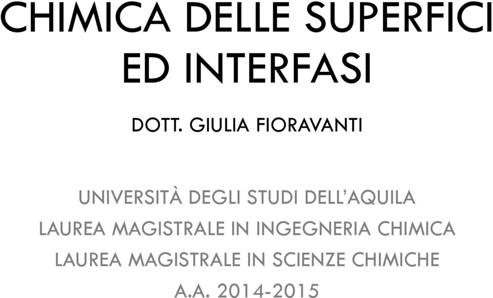 AQUILA LAUREA MAGISTRALE IN INGEGNERIA CHIMICA