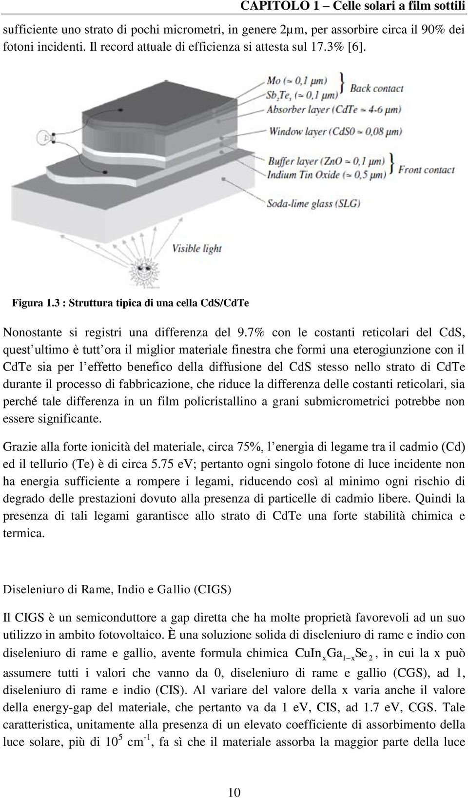 7% con le costanti reticolari del CdS, quest ultimo è tutt ora il miglior materiale finestra che formi una eterogiunzione con il CdTe sia per l effetto benefico della diffusione del CdS stesso nello