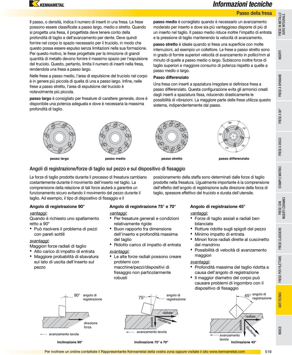 Deve quindi fornire nel corpo lo spazio necessario per il truciolo, in modo che questo possa essere espulso senza limitazioni nella sua formazione.