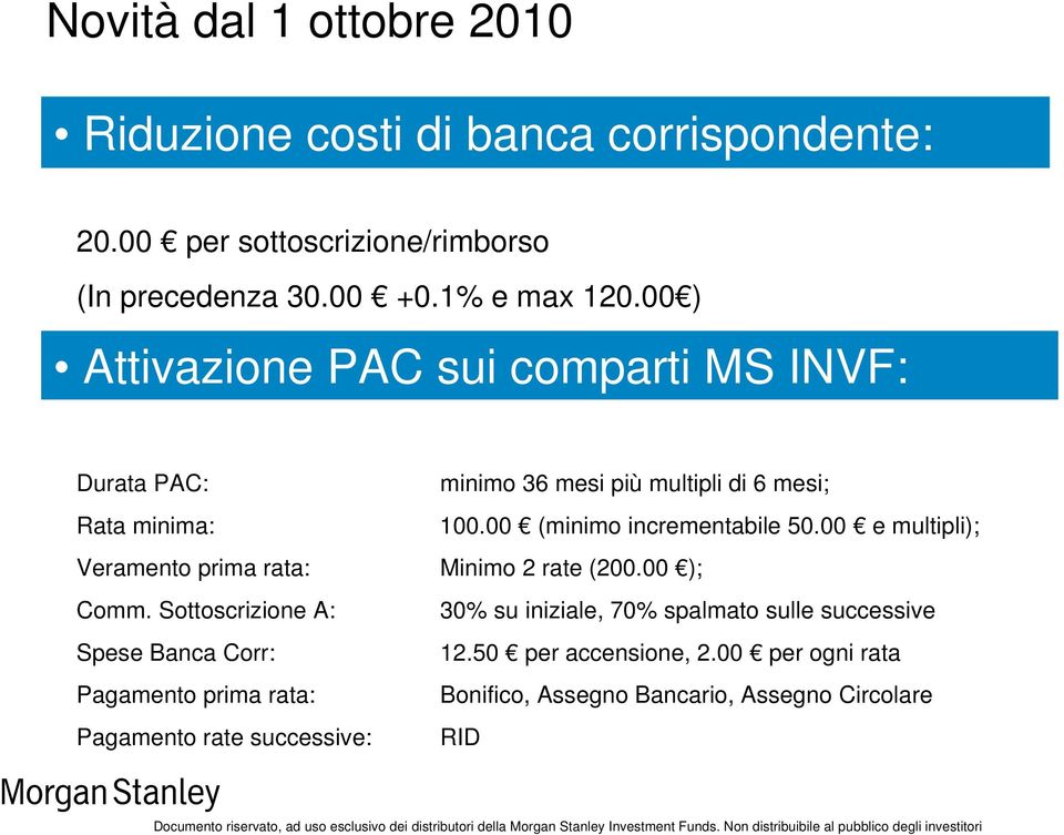 00 e multipli); Veramento prima rata: Minimo 2 rate (200.00 ); Comm.