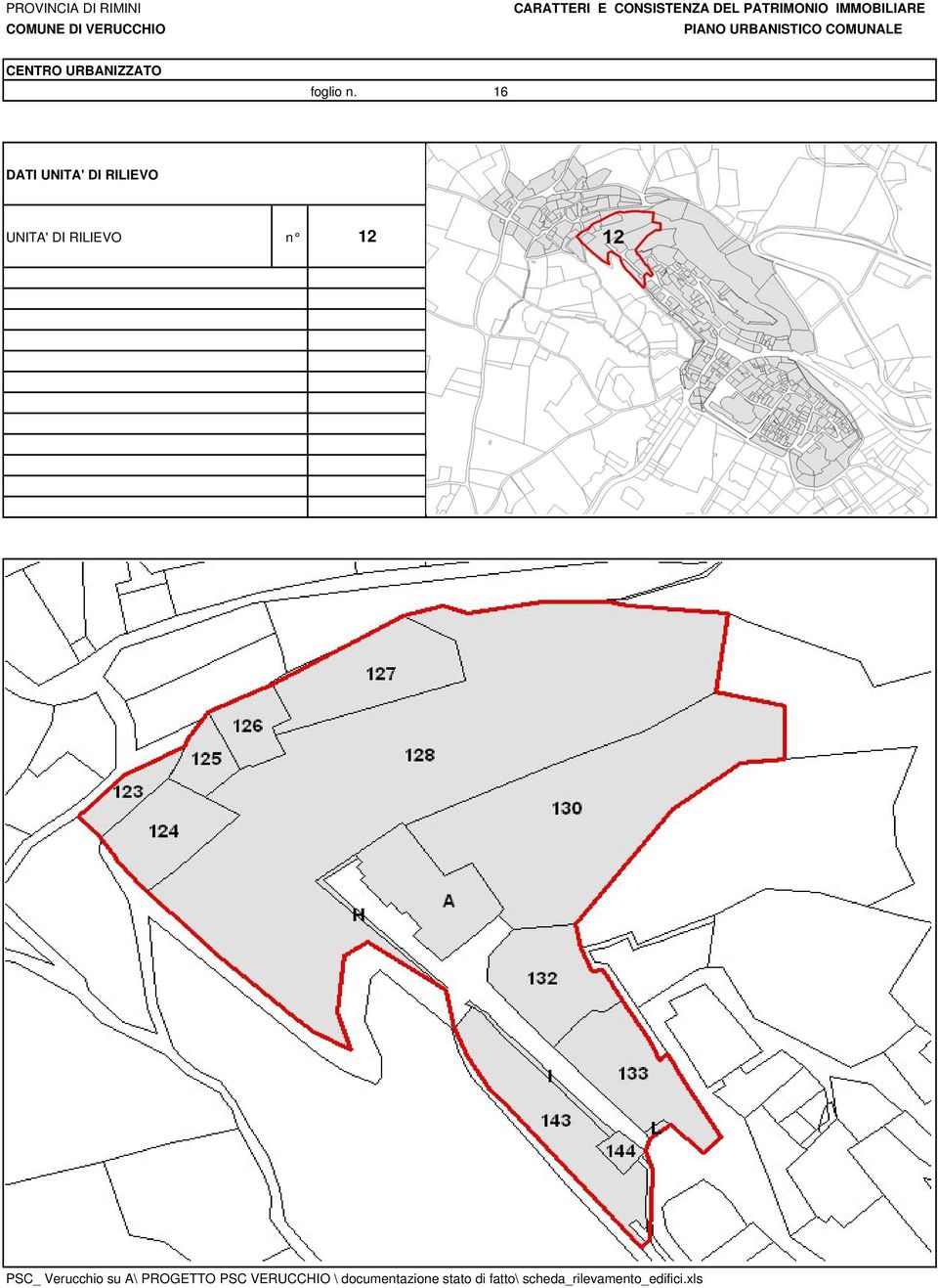 n. 16 DATI UNITA' DI RILIEVO UNITA' DI RILIEVO n 12 PSC_ Verucchio su A\