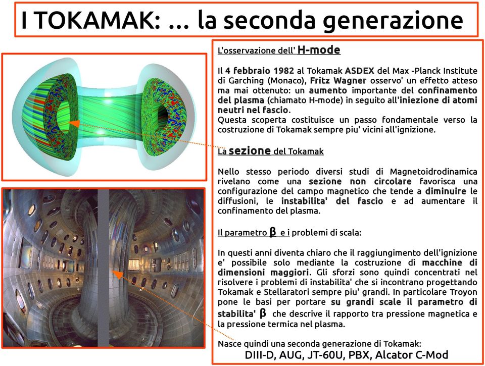 Questa scoperta costituisce un passo fondamentale verso la costruzione di Tokamak sempre piu' vicini all'ignizione.