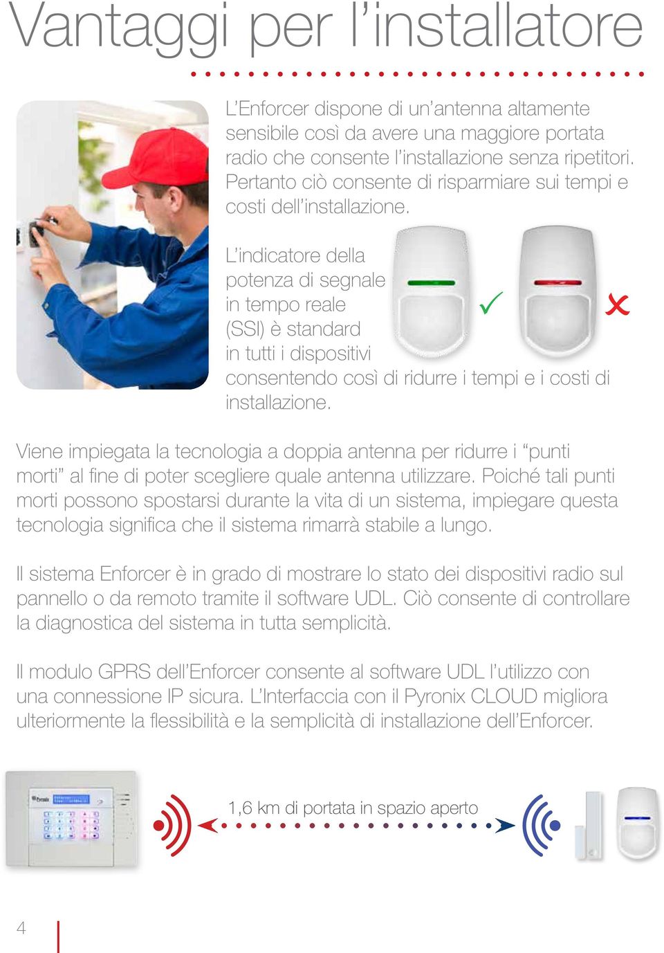 L indicatore della potenza di segnale in tempo reale (SSI) è standard in tutti i dispositivi consentendo così di ridurre i tempi e i costi di installazione.