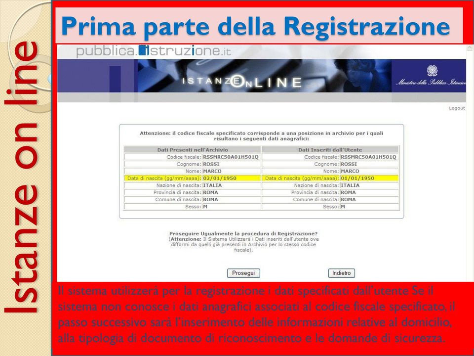 codice fiscale specificato, il passo successivo sarà l inserimento delle informazioni