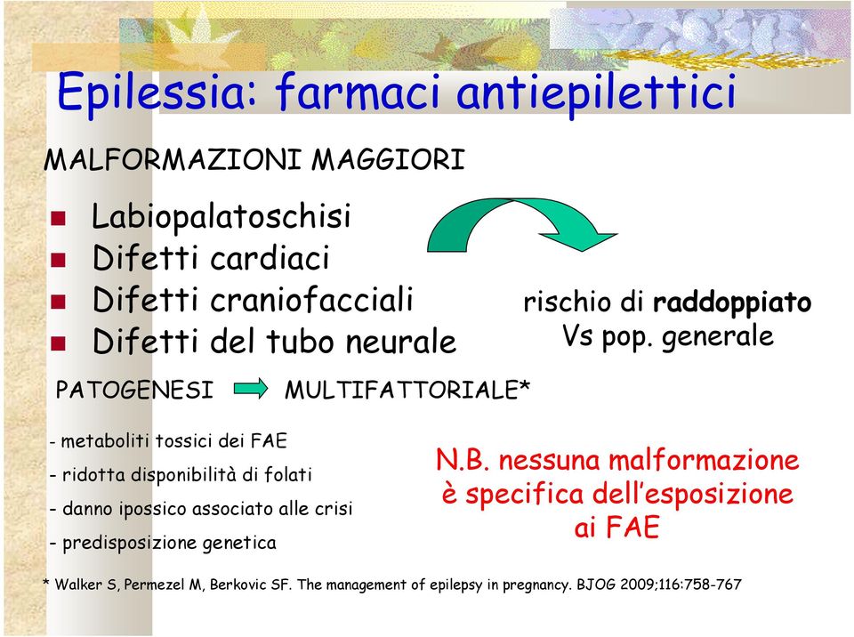 generale - metaboliti tossici dei FAE - ridotta disponibilità di folati - danno ipossico associato alle crisi -