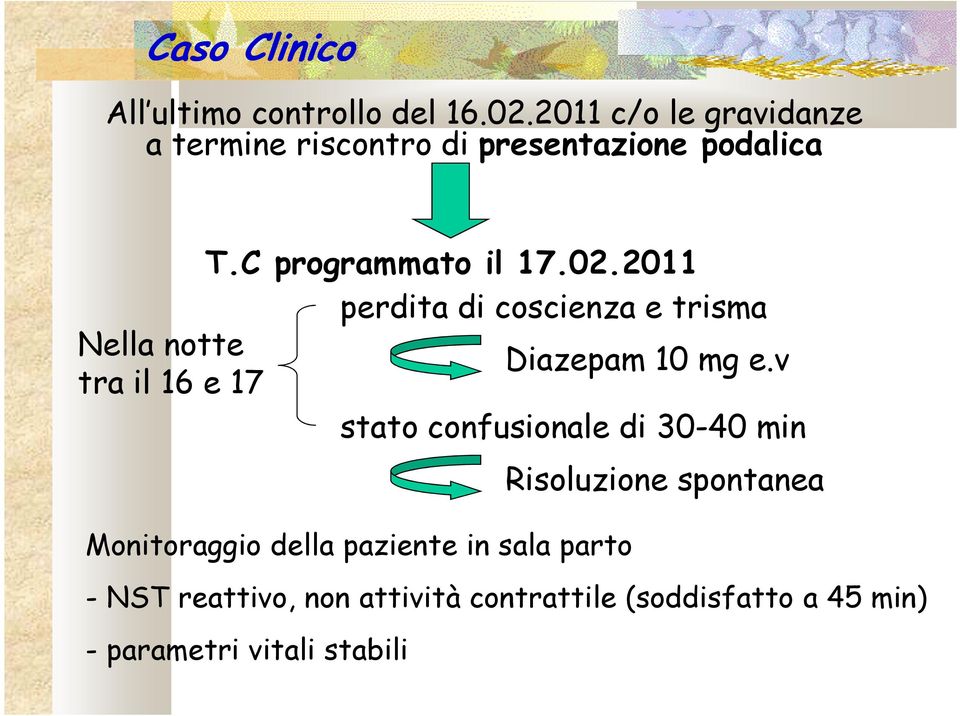 2011 perdita di coscienza e trisma Nella notte Diazepam 10 mg e.