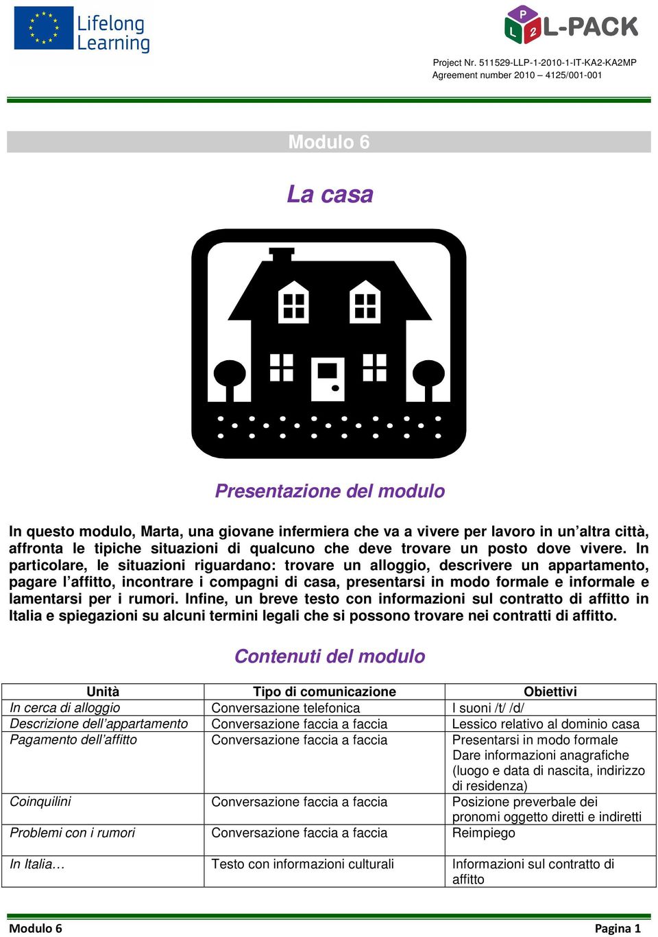 In particolare, le situazioni riguardano: trovare un alloggio, descrivere un appartamento, pagare l affitto, incontrare i compagni di casa, presentarsi in modo formale e informale e lamentarsi per i