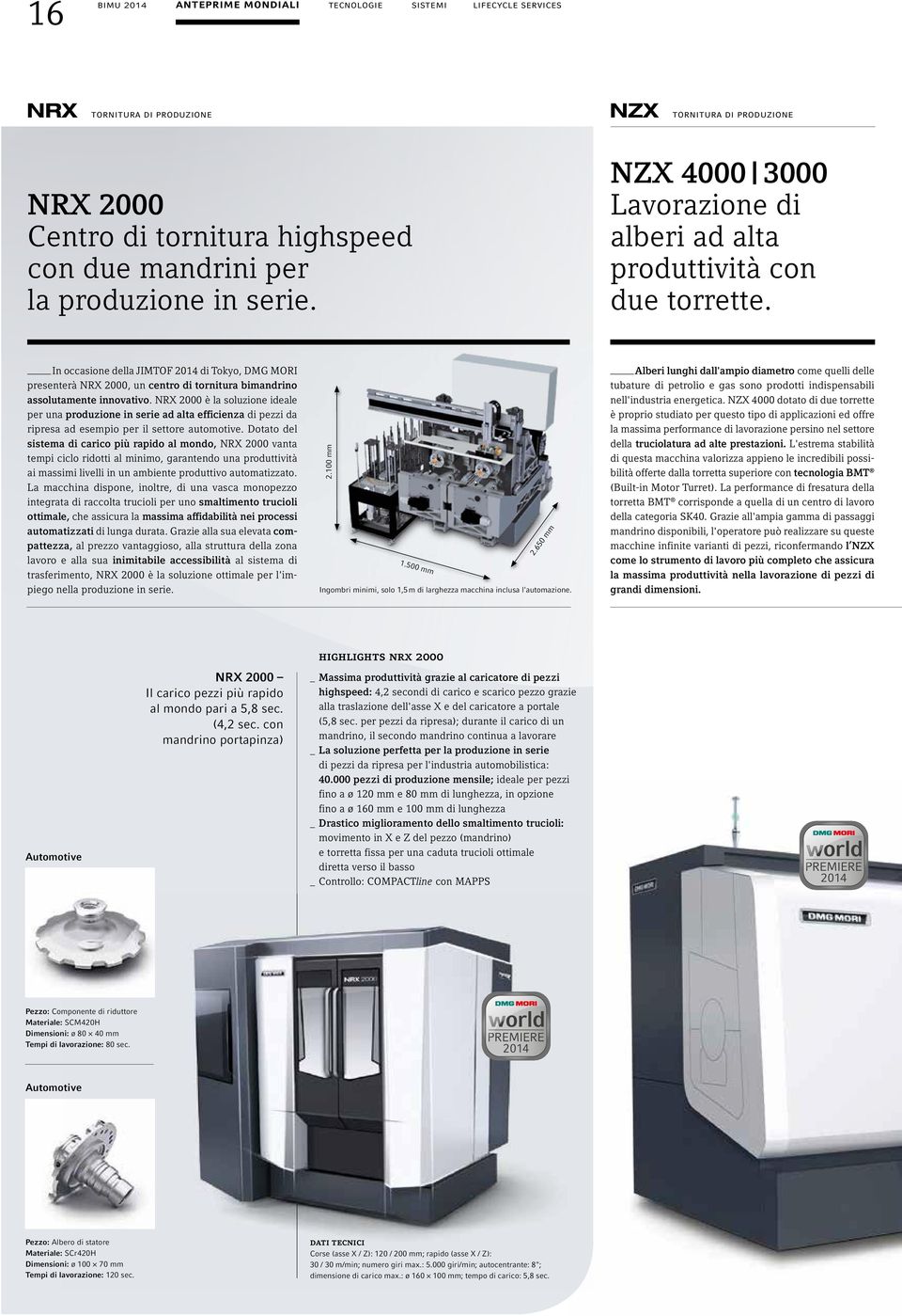 In occasione della JIMTOF 2014 di Tokyo, DMG MORI presenterà NRX 2000, un centro di tornitura bimandrino assolutamente innovativo.