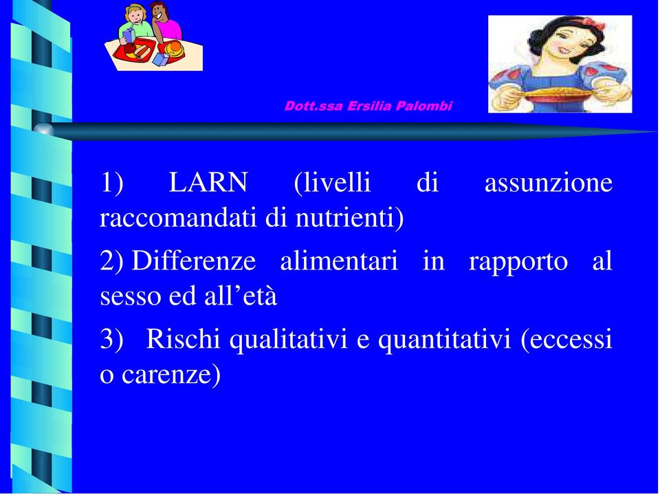 alimentari in rapporto al sesso ed all età