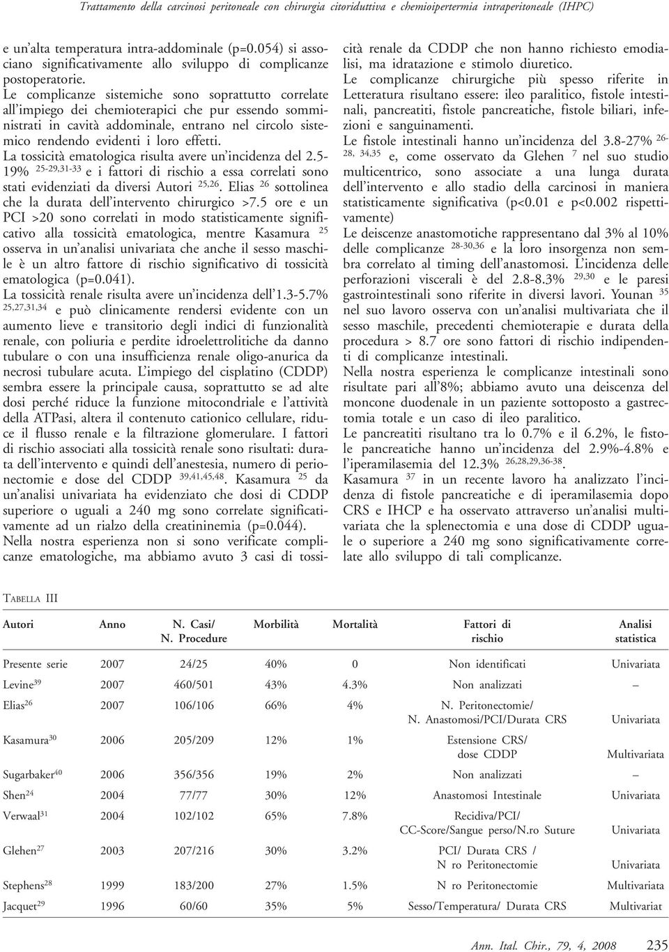 Le complicanze sistemiche sono soprattutto correlate all impiego dei chemioterapici che pur essendo somministrati in cavità addominale, entrano nel circolo sistemico rendendo evidenti i loro effetti.