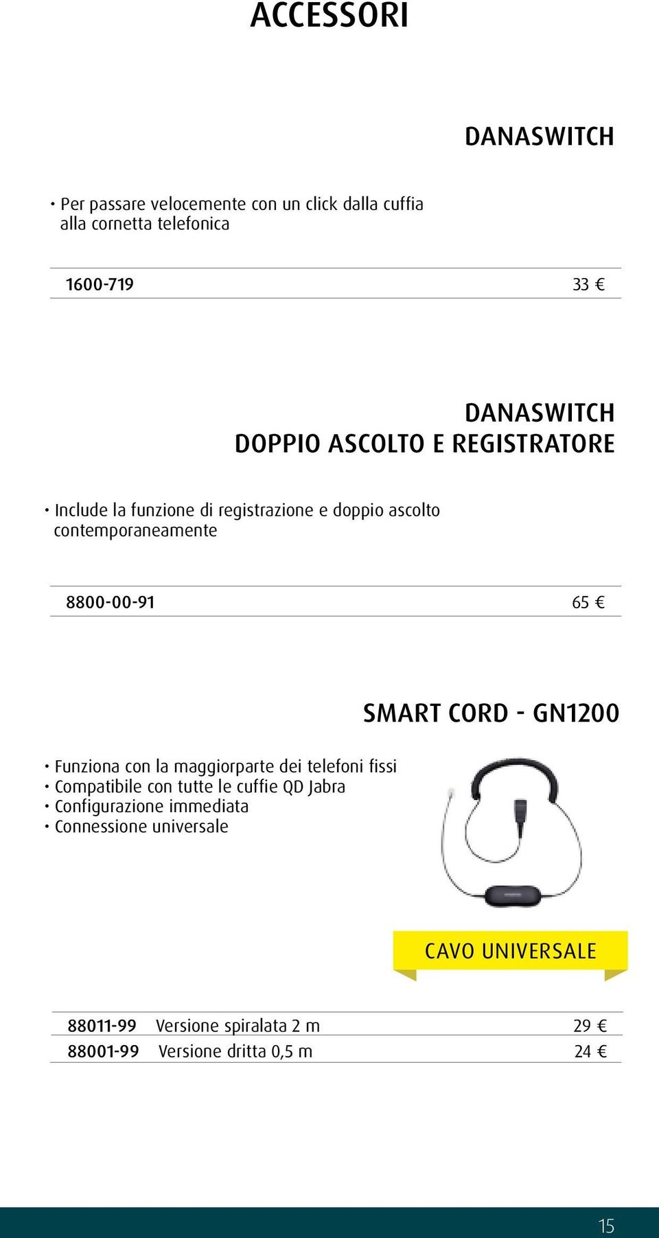 SMART CORD - GN1200 Funziona con la maggiorparte dei telefoni fissi Compatibile con tutte le cuffie QD Jabra