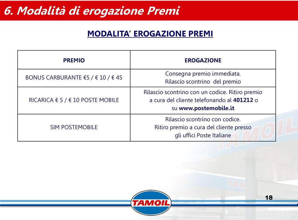 Rilascio scontrino del premio Rilascio scontrino con un codice.