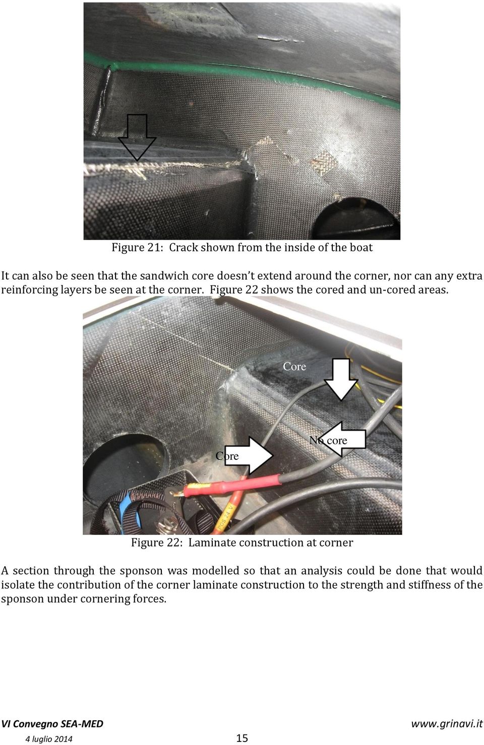 Core Core No core Figure 22: Laminate construction at corner A section through the sponson was modelled so that an analysis could be