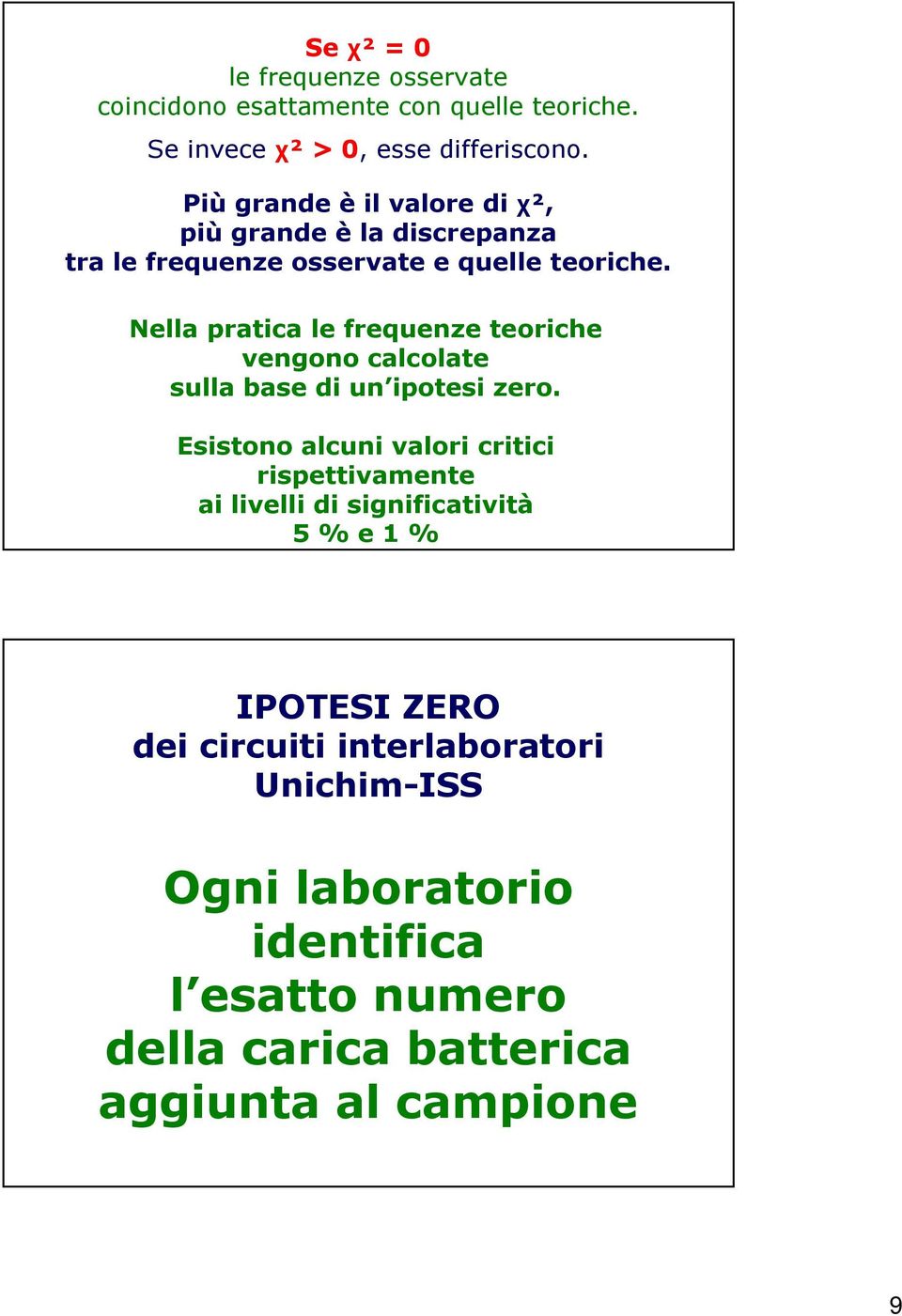 Nella pratica le frequenze teoriche vengono calcolate sulla base di un ipotesi zero.