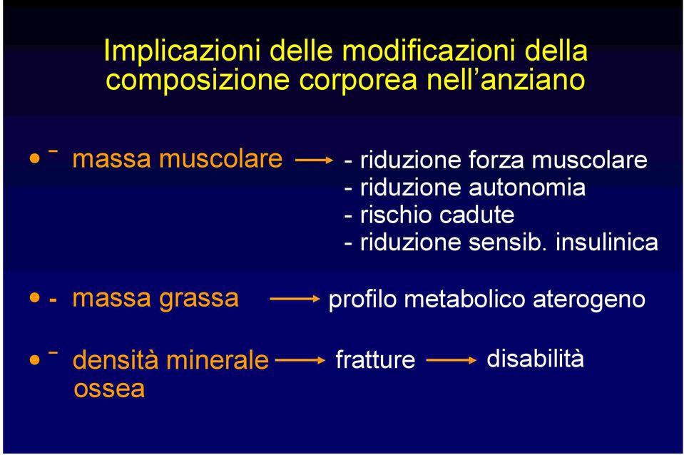 riduzione autonomia - rischio cadute - riduzione sensib.