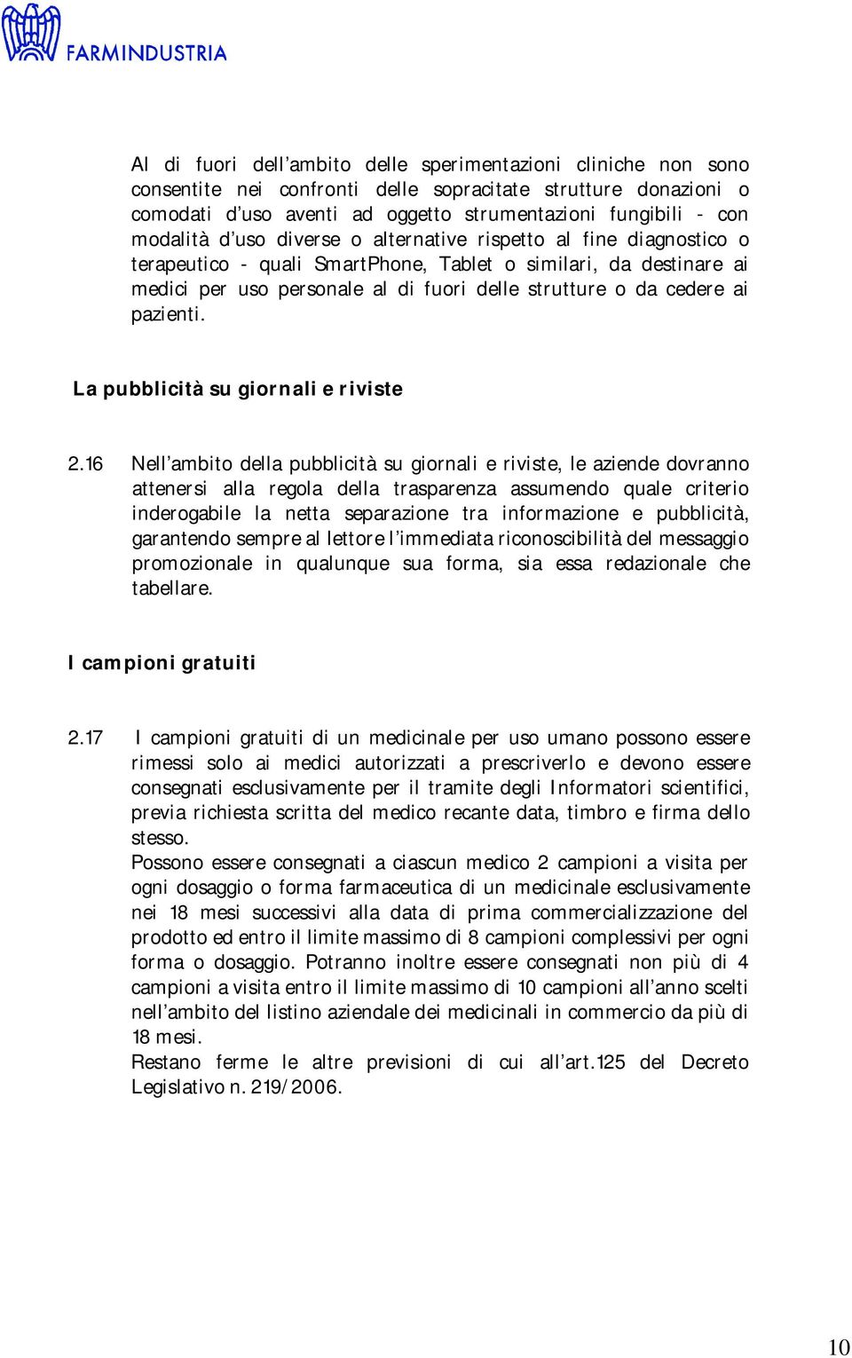 ai pazienti. La pubblicità su giornali e riviste 2.