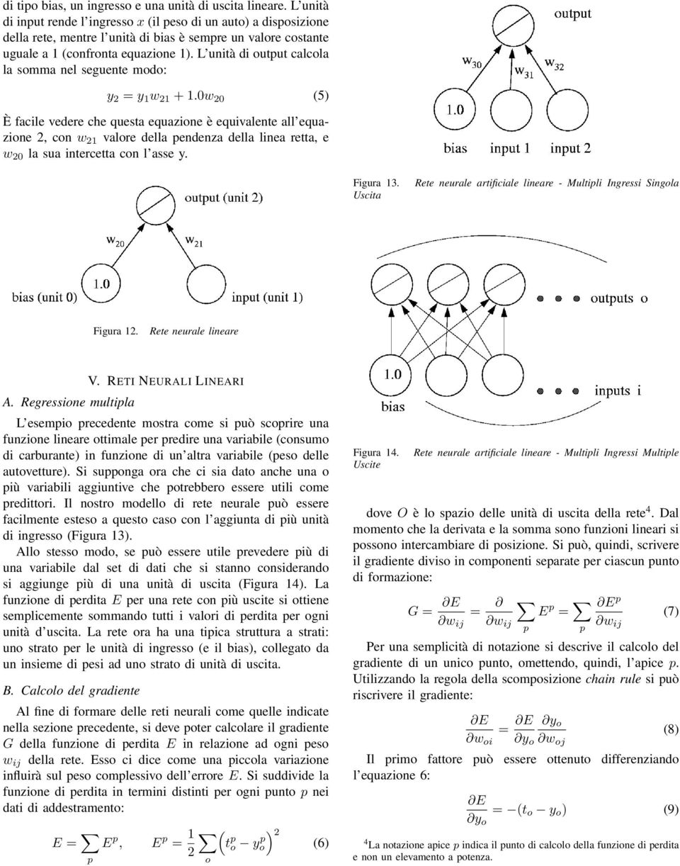 L unità di output calcola la somma nel seguente modo: y 2 = y 1 w 21 +1.