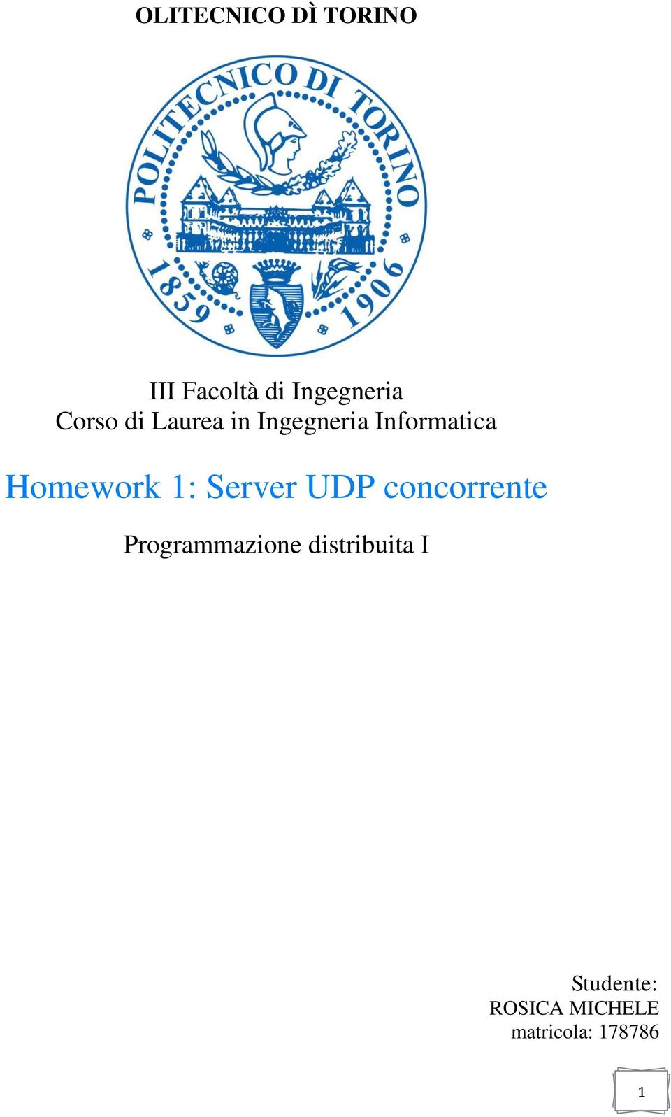 Homework 1: Server UDP concorrente Programmazione