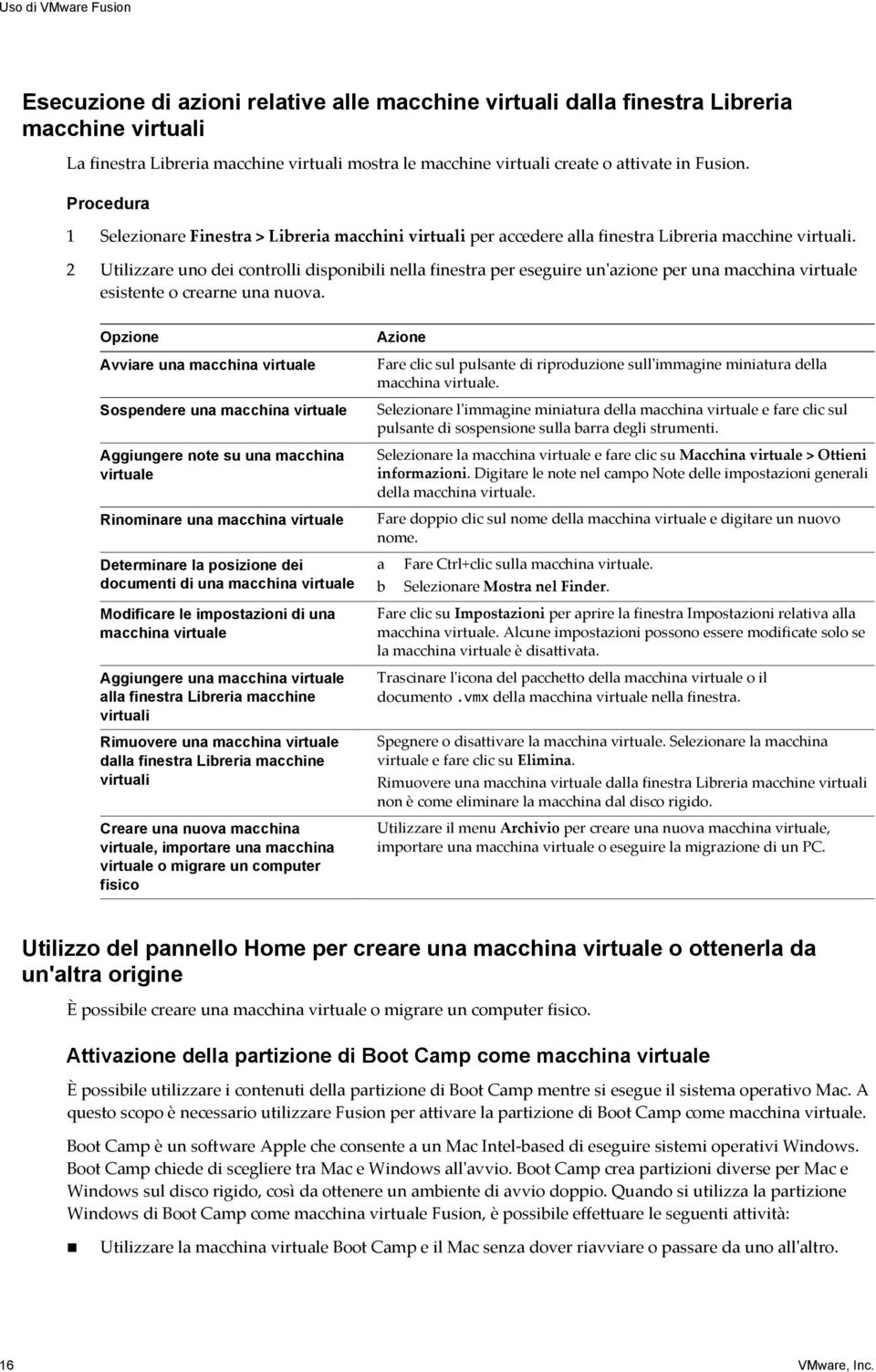 2 Utilizzare uno dei controlli disponibili nella finestra per eseguire un'azione per una macchina virtuale esistente o crearne una nuova.