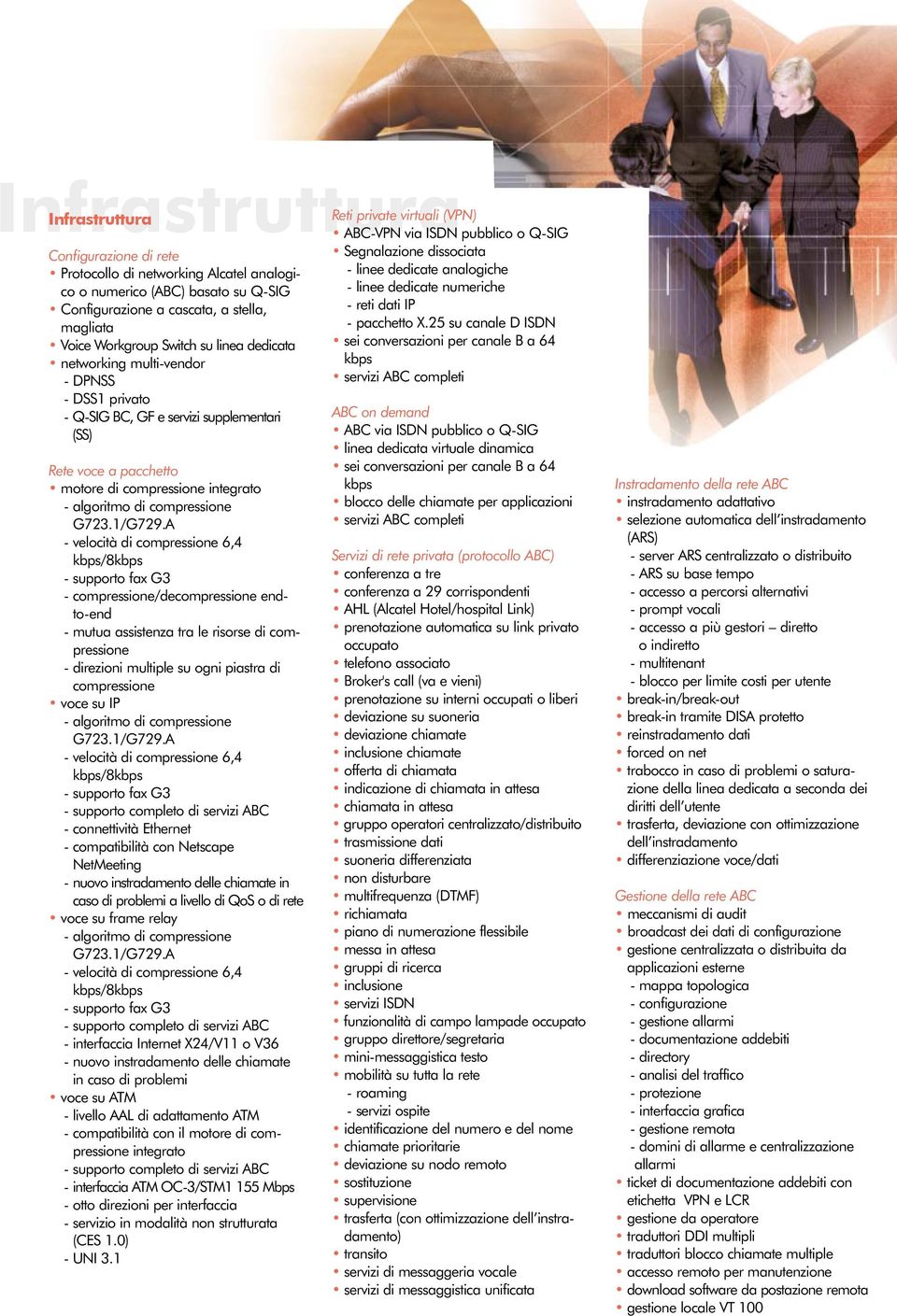 A - velocità di compressione 6,4 kbps/8kbps - supporto fax G3 - compressione/decompressione endto-end - mutua assistenza tra le risorse di compressione - direzioni multiple su ogni piastra di