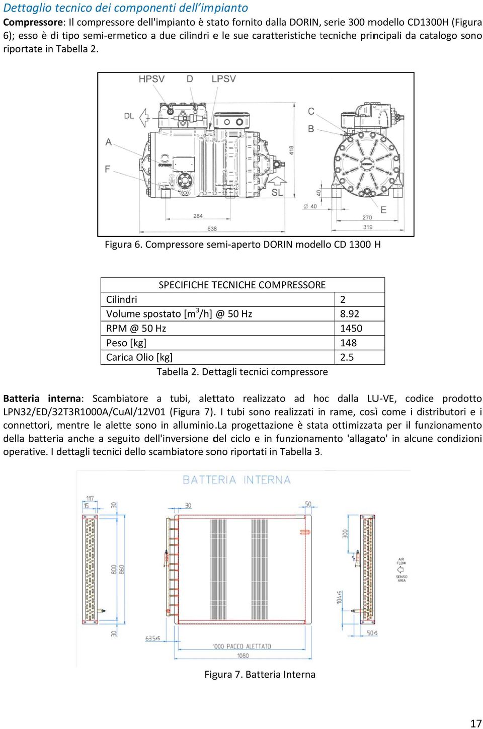 Compressore semi aperto DORIN modello CD 1300 H SPECIFICHE TECNICHE COMPRESSORE Cilindri Volume spostato [m 3 /h] @ 50 Hz RPM @ 50 Hz Peso [kg] Carica Olio [ kg] Tabella 2.