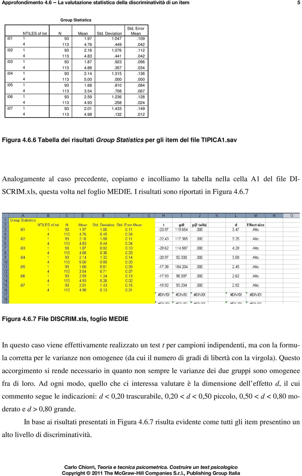 sav Analogamente al caso precedente, copiamo e incolliamo la tabella nella cella A del file DI- SCRIM.xls, questa volta nel foglio MEDIE. I risultati sono riportati in Figura.6.7 Figura.6.7 File DISCRIM.