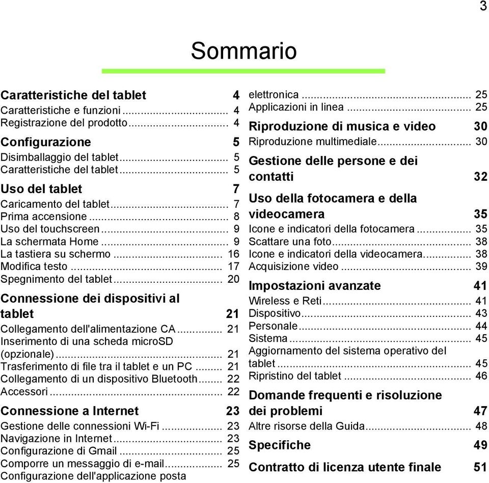 .. 20 Connessione dei dispositivi al tablet 21 Collegamento dell'alimentazione CA... 21 Inserimento di una scheda microsd (opzionale)... 21 Trasferimento di file tra il tablet e un PC.