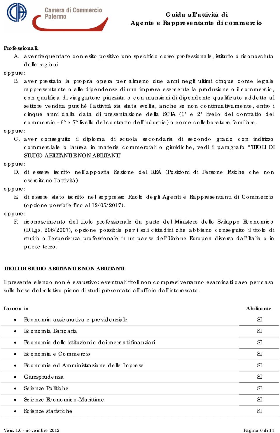 piazzista o con mansioni di dipendente qualificato addetto al settore vendita purché l attività sia stata svolta, anche se non continuativamente, entro i cinque anni dalla data di presentazione della