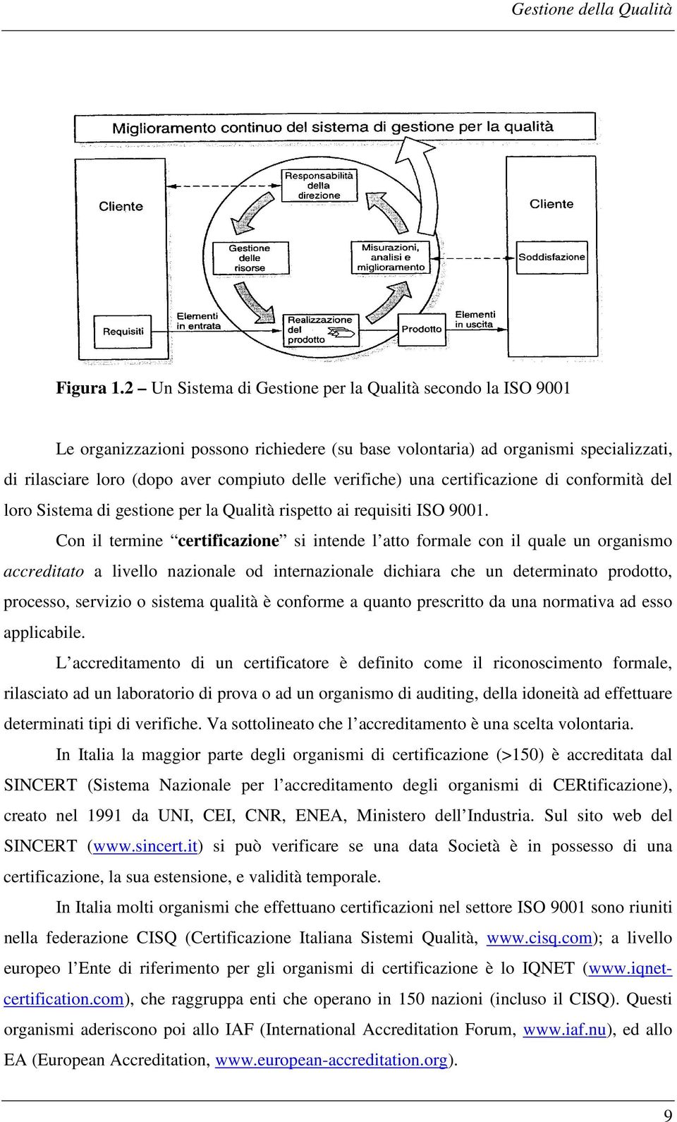 verifiche) una certificazione di conformità del loro Sistema di gestione per la Qualità rispetto ai requisiti ISO 9001.