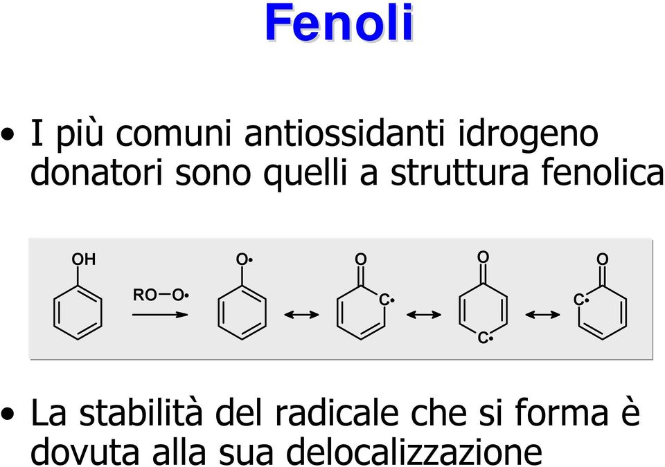 fenolica H R C C C La stabilità del