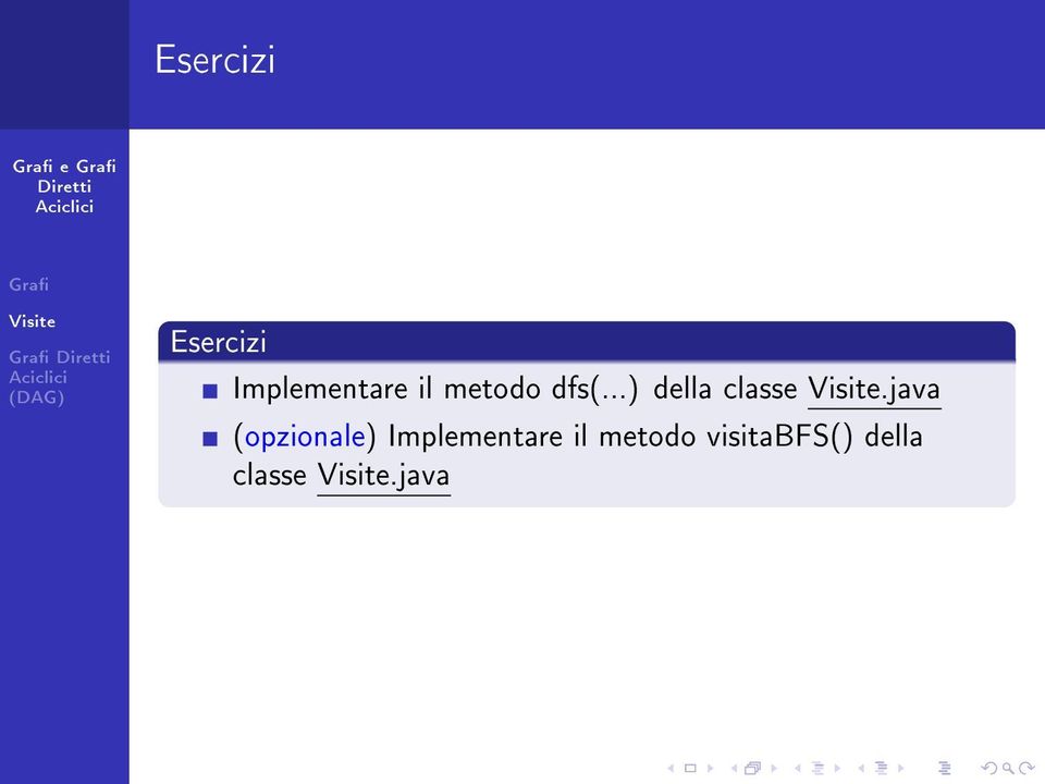 java (opzionale) Implementare il