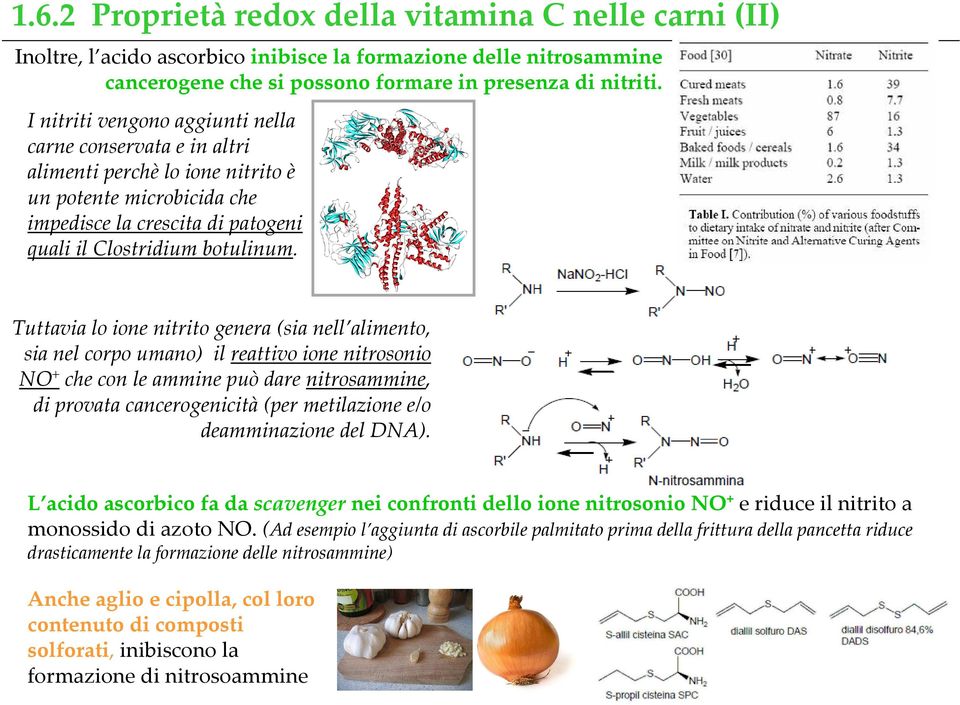 Tuttavia lo ione nitrito genera (sia nell alimento, sia nel corpo umano) il reattivo ione nitrosonio NO + che con le ammine può dare nitrosammine, di provata cancerogenicità (per metilazione e/o