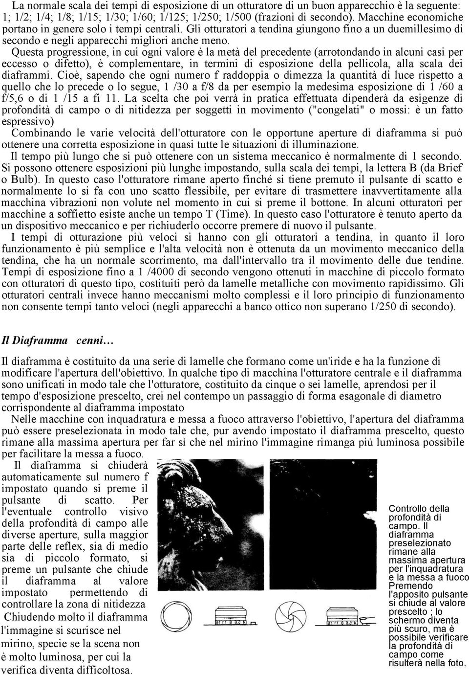 Questa progressione, in cui ogni valore è la metà del precedente (arrotondando in alcuni casi per eccesso o difetto), è complementare, in termini di esposizione della pellicola, alla scala dei