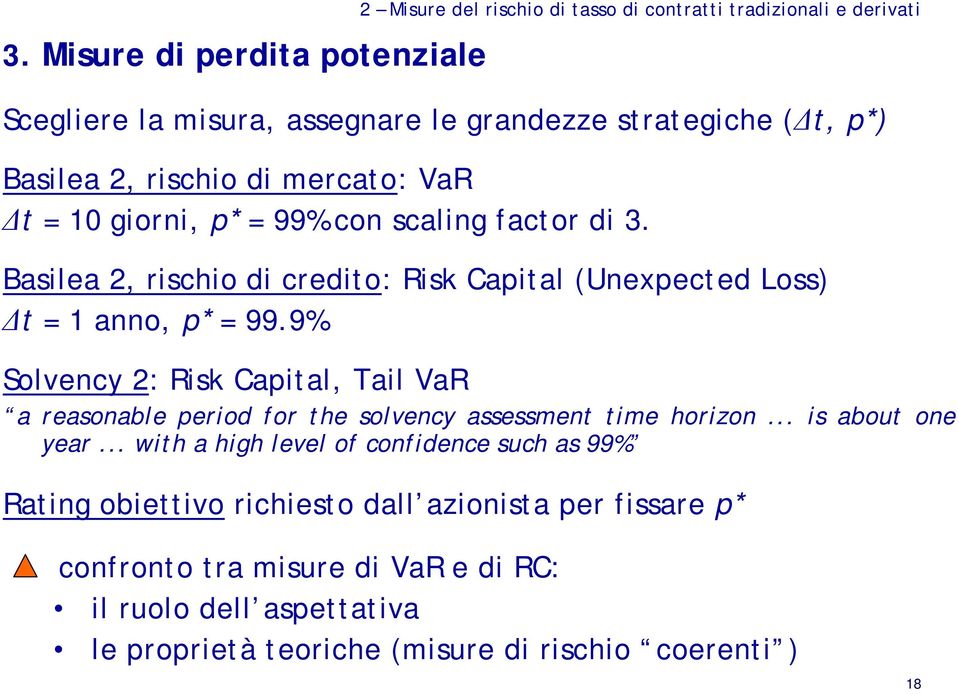 9% Solvency 2: Risk Capital, Tail VaR a reasonable period for the solvency assessment time horizon... is about one year.